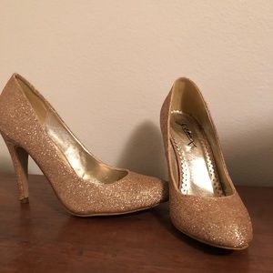 Gold glitter heels